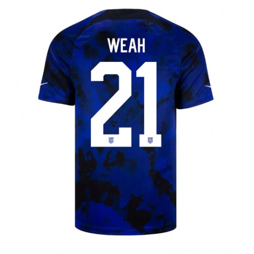 Moški Nogometni dresi Združene države Timothy Weah #21 Gostujoči SP 2022 Kratek Rokav